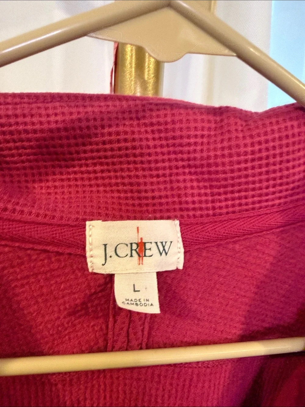 J Crew Brushed waffle-knit half-zip pullover Red Mens Large
